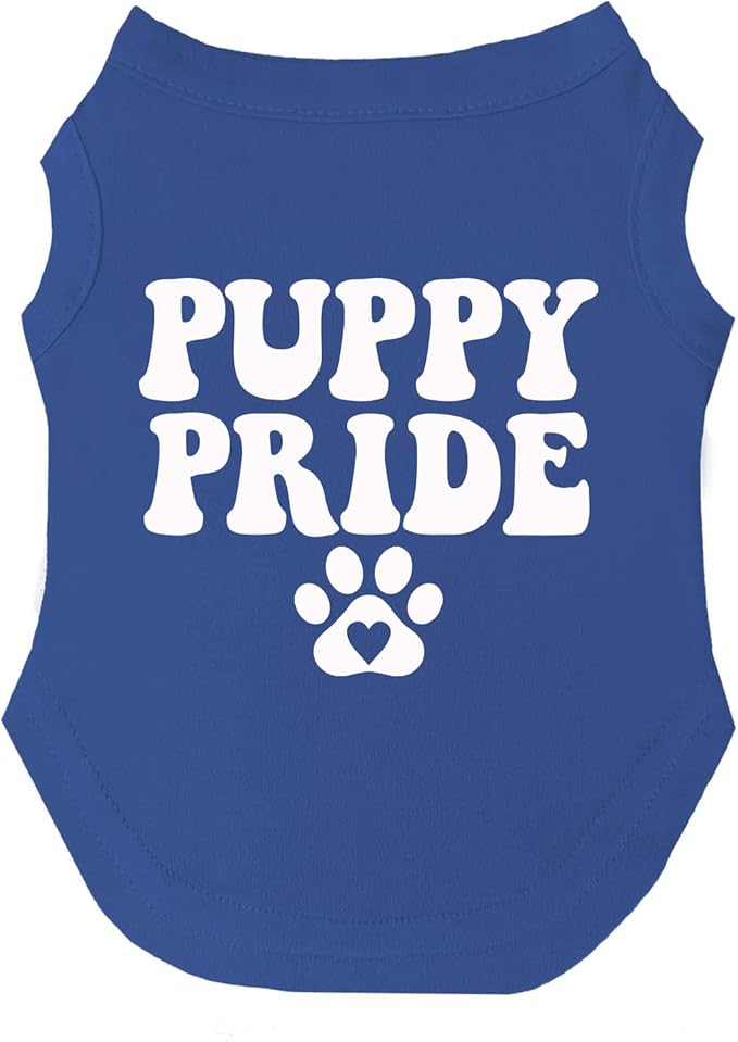 Puppy Pride Dog Tee Shirt | Sleeveless | Sizes for All Ages and Breeds | Pride Day | LGBTQ+ | Rainbow | Parade |Royal Blue, 2X-Large 740