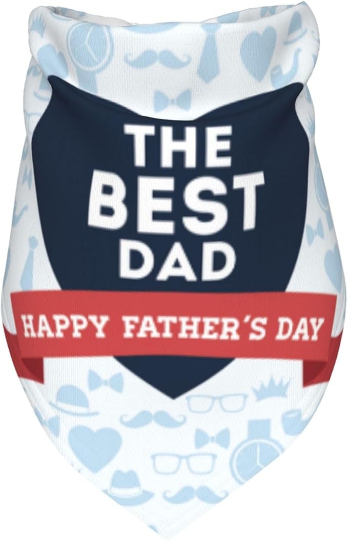 Happy Father's Day Dog Bandana Adjustable Reversible Triangle Dog Scarf Scarves Pet Bibs Costume Accessory Decor for Cats