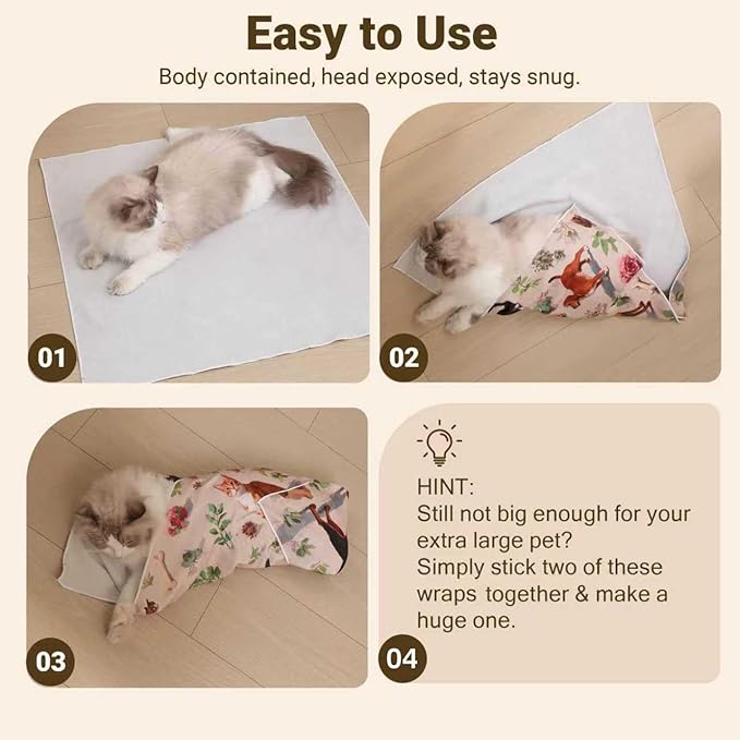 Purrfect Peace Cat Swaddle Wrap – 27.6" Professional Calming Restraint Bag for Grooming, Nail Trimming & Medicine - Adjustable Cat Restraint for Grooming, Nail Clipping & Vet Visits