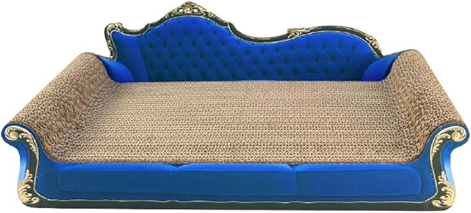 Cat Scratcher Sofa Bed Cat Scratching Board Home Furniture Protector Pet Bed Scratching Mat for Cats, Royal Blue
