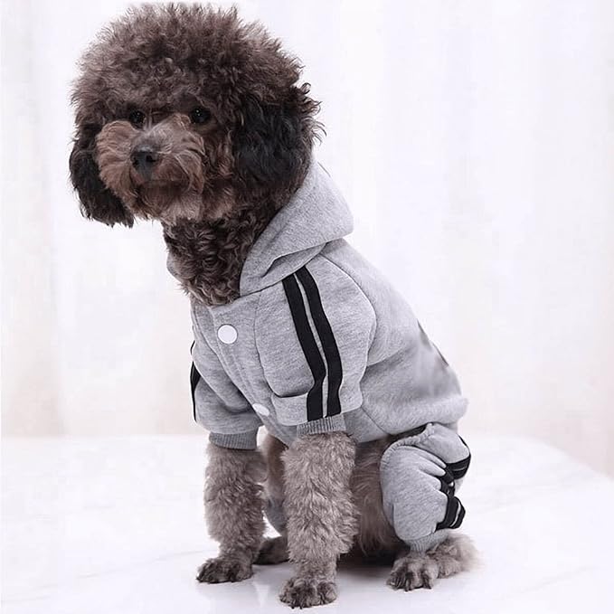 Cute Dog Hoodie Sweater Tracksuit Coat Jacket Winter Pajamas Jumpsuit Clothes Clothing 4-Legs Grey for Cat Puppy Small Medium Big All Type Dogs (X-Large)