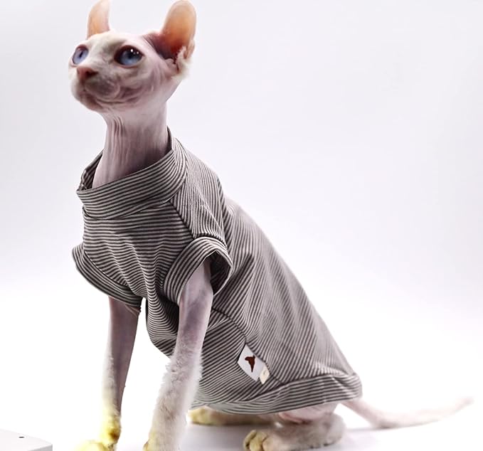 Cotton Sphynx Cat Clothes Spring and Summer Thin High Elasticity Devon Rex, Konish Clothes Hairless Cat Clothes Cat Apparel for Small Cats and Dogs (Blue, XX-Large)