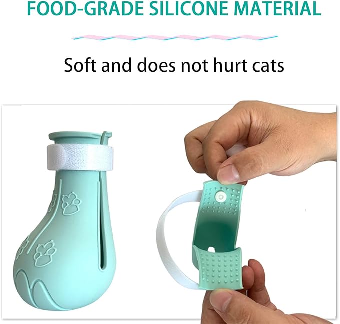 Anti-Scratch Cat Shoes 4 Pack, Pet Supplies Scratch Deterrent Booties, Grooming Accessories Silicone Nail Gloves, Adjustable Claw Cover for Bathing Shaving Treatment Checking (Green)