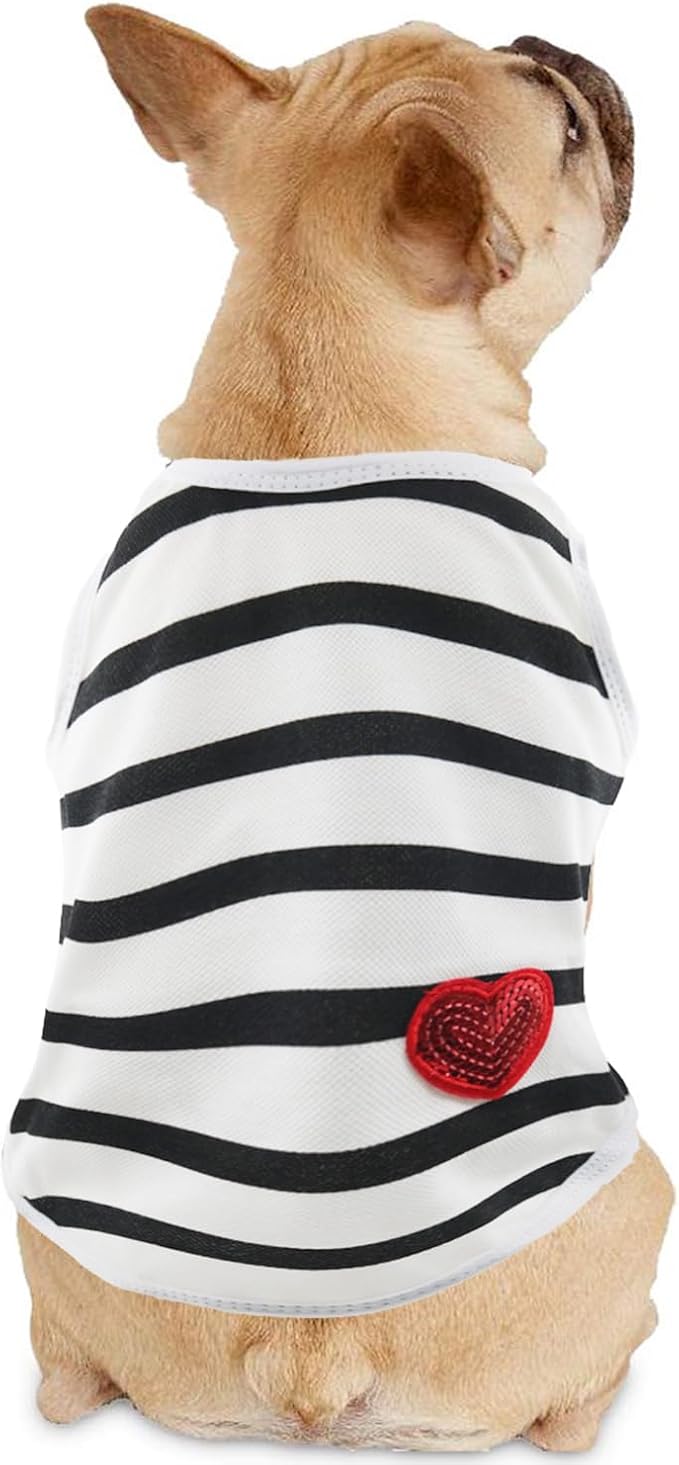 Pet Dog Striped T-Shirt Dogs Cats Cotton Vest Spring Summer Pet Apparel Tee Shirt Suitable for Small Medium Large Pets French Bulldog Bichon Clothes