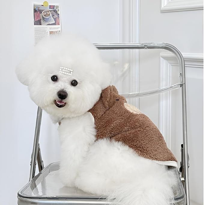 Soft Plush Dog Tank Top - Adorable Sleeveless Winter Sweater for Small/Medium Breed Puppies, Warm & Stylish Cold Weather Apparel
