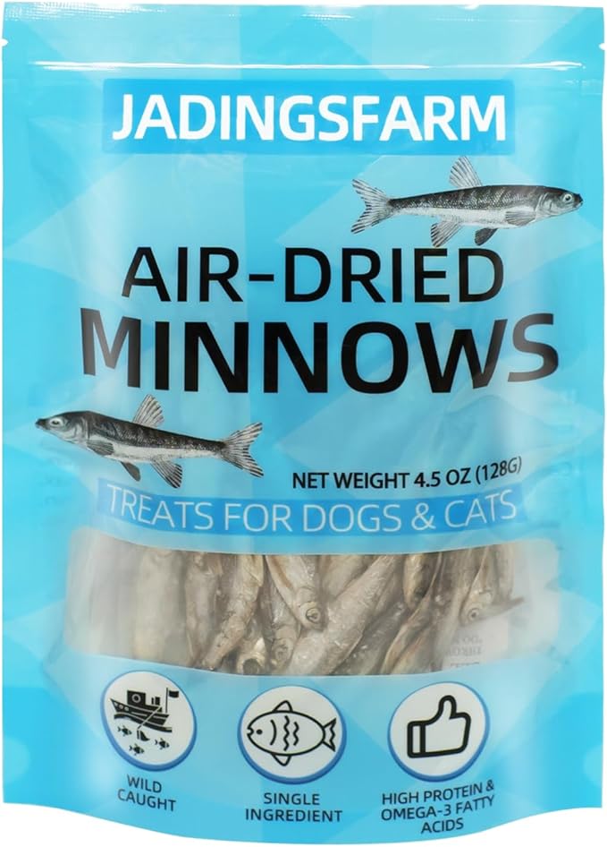 Minnows Dog Treats, Single Ingredient Dried Minnows for Dogs & Cats, Air Dried, Grain-Free, High-Protein, 100% Natural Premium Cat & Dog Treats 4.5 oz