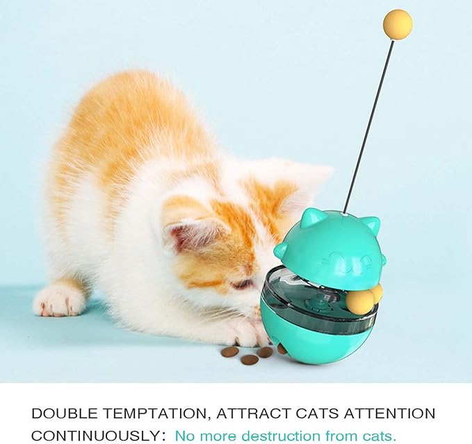 Interactive Cat Toy for Indoor Cats Wobble Treat Dispenser Ball Kitten Food Dispenser & Puzzle Feeder Balls & Enrichment Toys & Mental Stimulation Interactive Brain Game (Blue)