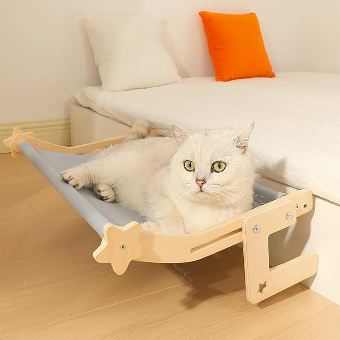 Strong Metal Hook Pet Perch for Openings and Beds Includes Soft Washable Pad for Cozy Napping Indoor Furniture