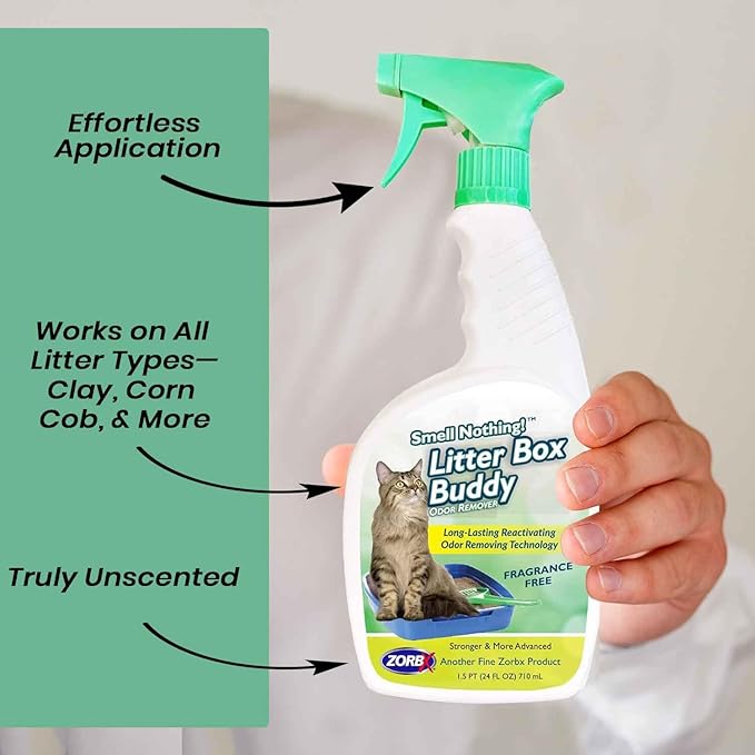ZORBX Unscented Cat Litter Deodorizer Spray 24 Fl Oz – Fast-Acting Cat Litter Box Deodorizer for Strong Urine Odor & Cat Litter Odor Control - Advanced Pet Odor Remover & Stronger Odor Neutralizer