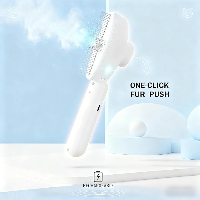 Beauty Steam Brush, Pet Spray Brush for Cats and Dogs, Suitable for Long-haired and Short-haired Pets, Massaging and Grooming Steam Dog Brush, Cat Grooming Tool with Leave-in Serum