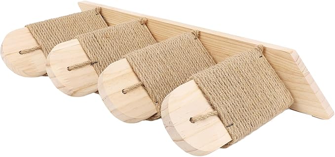 Asixxsix Cat Wall Shelves, Pine Wood Construction Space Saving Cat Shelves, Wall Mounted Furniture with Scratch Post and Bed for Home Apartment (4 Tier)