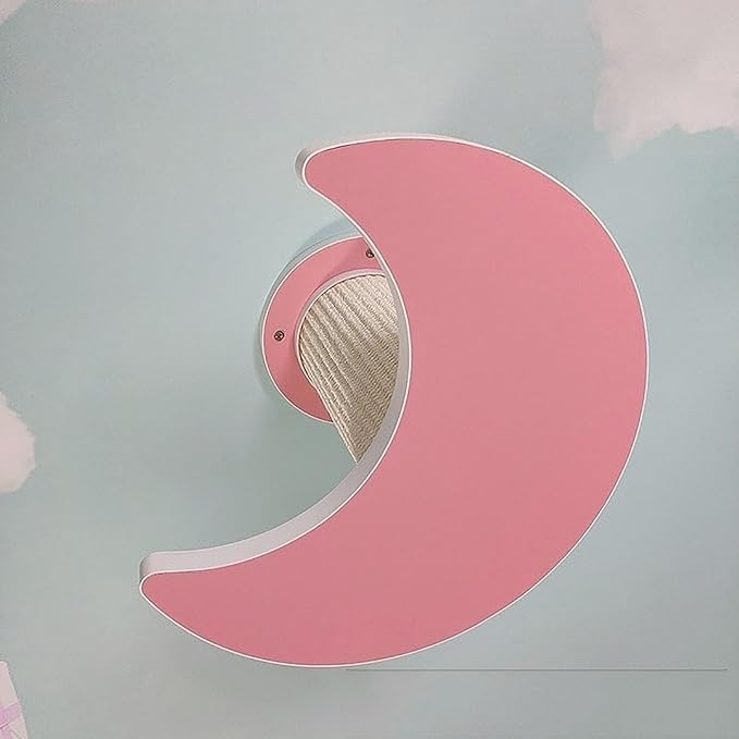 Natural Solid Wood Cat Wall Climbing Set with Colorful Sisal Posts | Cat Wall Furniture for Home & Cats Shelter | with Star/Moon/Cloud Designs(Pink,31 * 30cm)