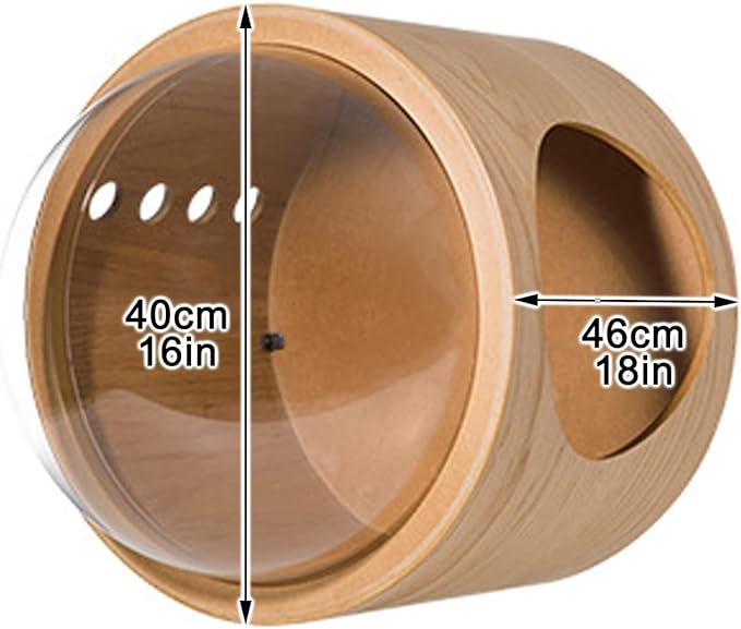 Round Cat Wall Furniture Wall Shelves for Cats Wood Transparent Capsule Breathable for Indoor Large Small Kitten