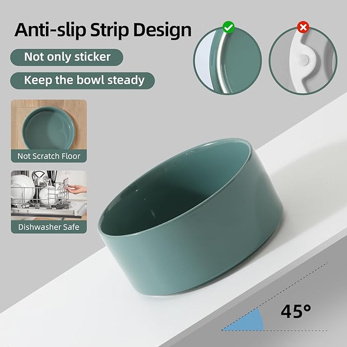 Havniva Raised Cat Bowls Water Bowl 5.1” Elevated Ceramic Cat Food and Water Bowl Whisker Friendly Pet Food Bowls for Indoor Cats, Wide Cat Water Dish Prevent Whisker Fatigue Non Slip Cat Feeder