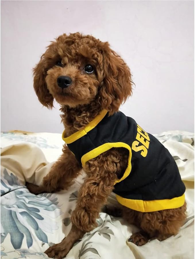 Pet Clothes, Cool Security Vest Pet Puppy T-Shirt Cotton Clothing Apparel Cat Spring Summer Breathable Sleeveless Harness Costume Clothes for Small Dogs(L,BlackYellow)