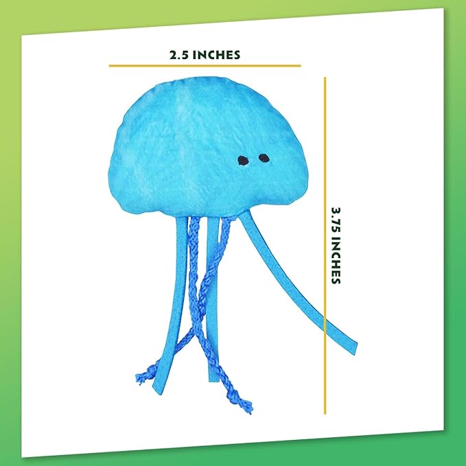 Jellyfish and Crab Toy Bundle | ZOOMIE Refillable Jellyfish and Crab Plush Catnip Toys | High Potency Hand Harvested Fresh Catnip | Soft Plush for Engaging Play