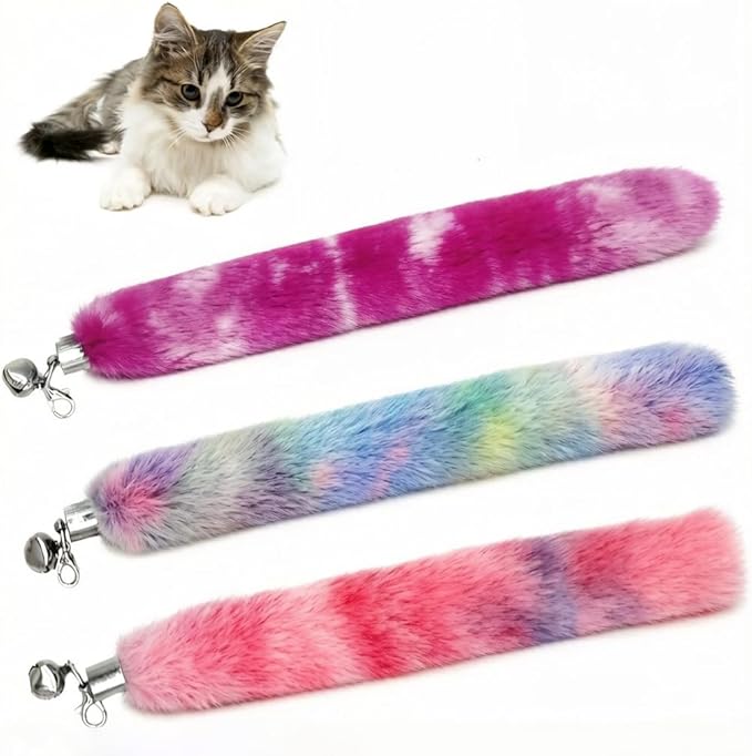 LASOCUHOO Cat Worm Toys, (3 Packs) Interactive Cat Wand Replacement Refill Attachments for Indoor Cats, Fit for Most Cats Random Color