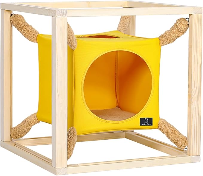 A4Pet Stackable Cat Cave, Modern Cat Tree for Large Cats, Wood Cat Tower Cat Condo Cat House Cat Hammock for Indoor Cats