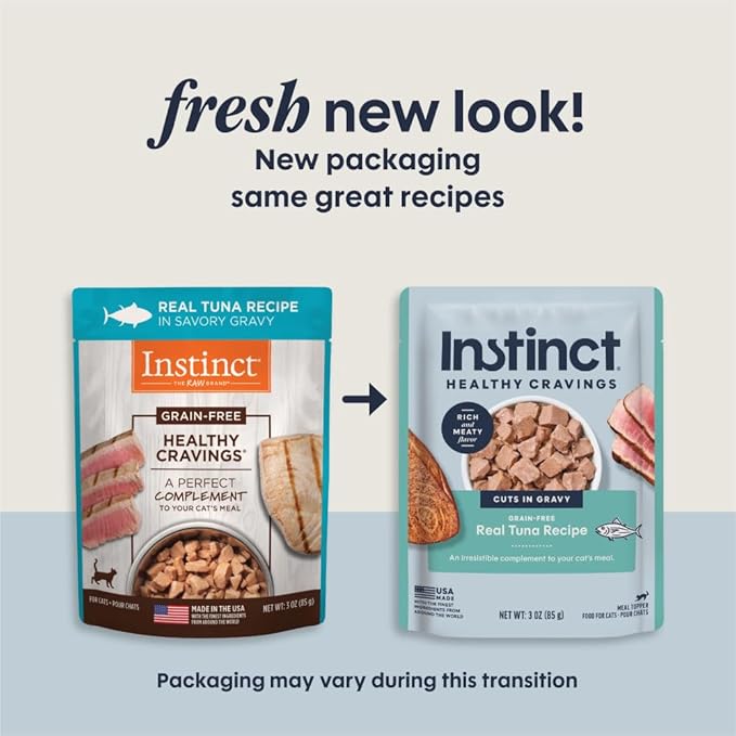 Instinct Healthy Cravings Grain Free Real Tuna Recipe Natural Wet Cat Food Topper by Nature's Variety, 3 oz. Pouches (Case of 24)