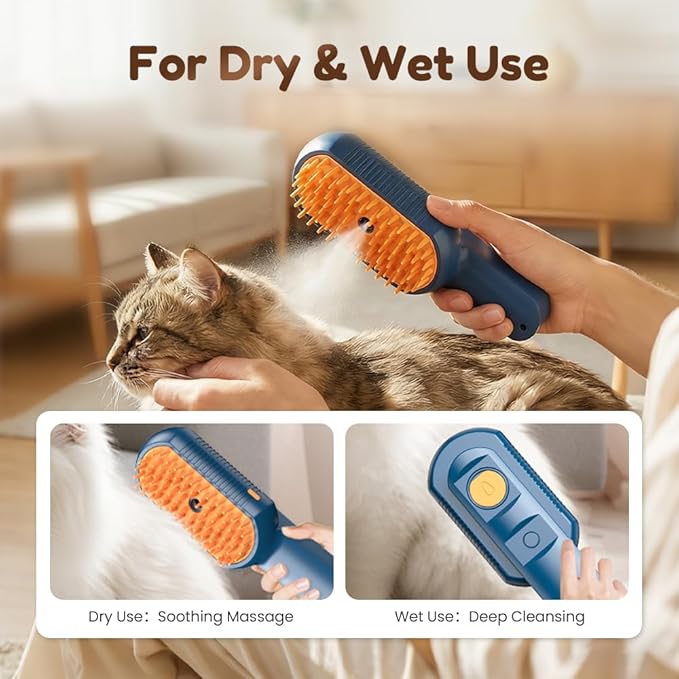 Cat Steam Brush for Shedding, 2026 New Pet Steam Grooming Brush, Multifunctional Hair Removal Comb for Home Use, Rechargeable Pet Comb for for Short and Long Hair Cats Dogs (Dark Green)