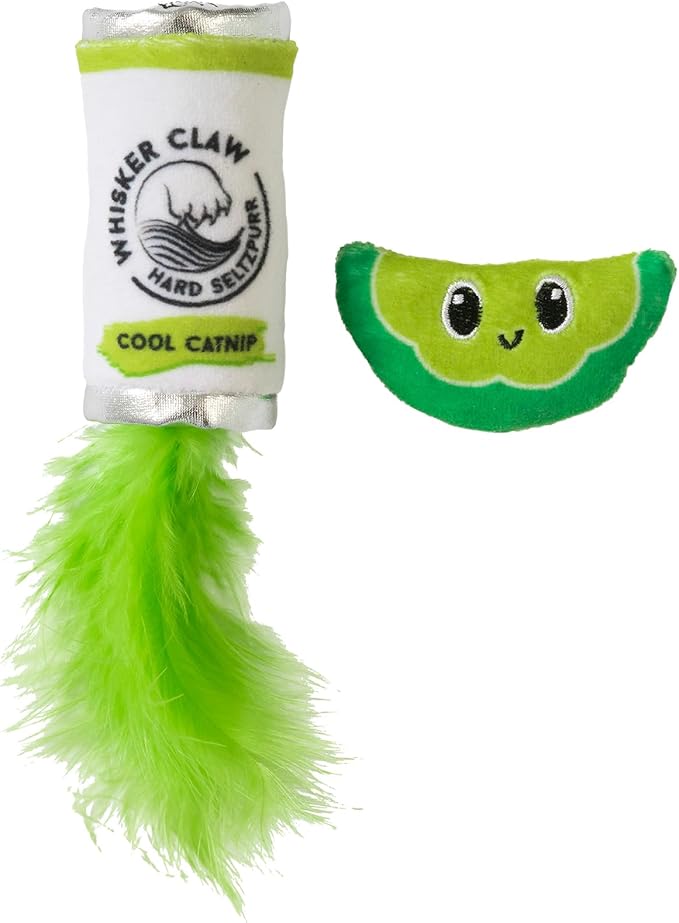 Whisker Claw & Lime Catnip Crinkle Plush Cat Toy, Pack of 2 | Soft Plush Toys with Textured Crinkle Sound | Enriched with Premium Catnip