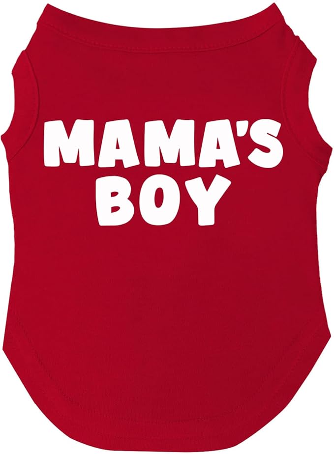 Mama's Boy Mother's Day, Valentine's Day Dog Tee Shirt | Sleeveless | Sizes for Puppies, Toys and Large Breeds (Red, 6X-Large 944)