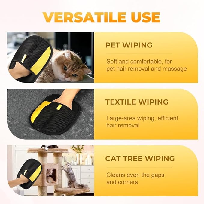 Pet Hair Removal Glove for Cats and Dogs,Premium Upgraded Reusable Electrostatic Pet Hair Gloves, Brush Pet Hair Remover Tool for Clothing, Laundry, Couch, Carpet, Car Seat