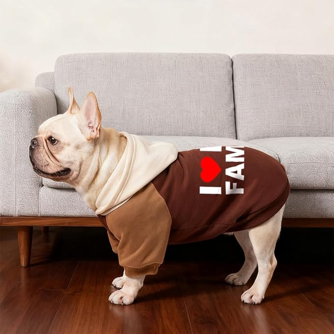 Fashionable Dog Hoodie – Soft & Warm Dog Sweater with Leash Hole,Pet Hooded Sweatshirt for Cats and Dogs with Broad Chests (e.g., French Bulldogs, Pitbulls) (Brown(Family), Large)