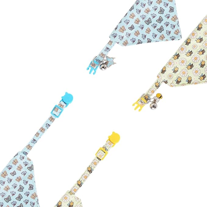 Cat Collar Breakaway with Cute Bandana and Bell Accessories for Kitty Adjustable Safety