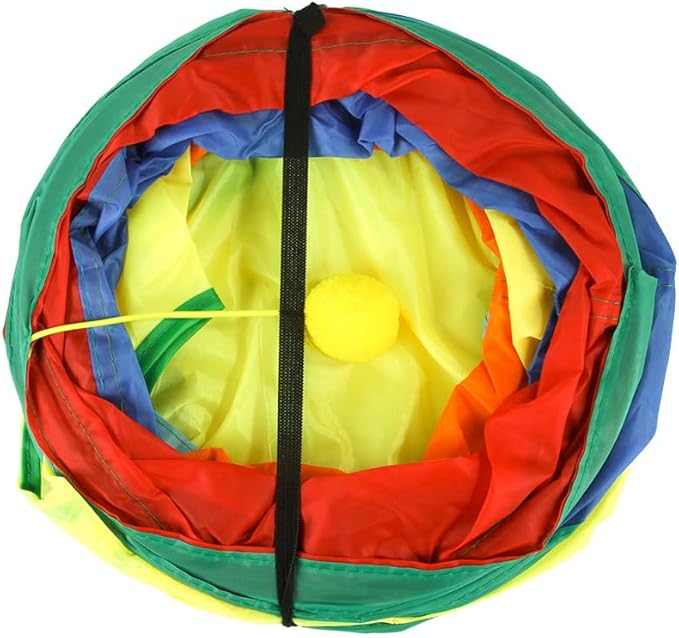 Cat Tunnel Tube Toy Collapsible 3 Way Rainbow T-Shape, Pet Tunnels for Indoor Cats, Hanging Ball Perfect for Kitten, Puppy, Rabbit, Interactive Toys for Fun Playtime & Exercise