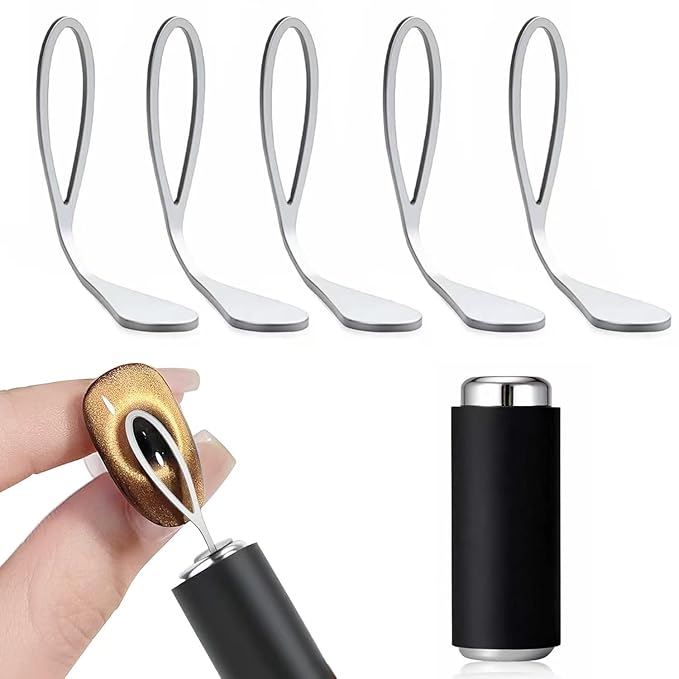 5Pcs Ring Shape & 1Pcs Cylindrical Cat Eye Nail Magnet Set - Strong Magnetic Tool for 3D Cat Eye, Galaxy & Ring Effect Nail Art, Professional Salon & DIY Manicure Tool Kit