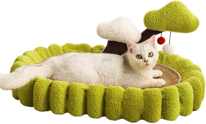 Cat Scratcher - Durable Non-Shedding Sisal Cat Bed with Climbing Frame and Toy, All-in-One Cat Furniture for Scratching and Sleeping (Money Tree)