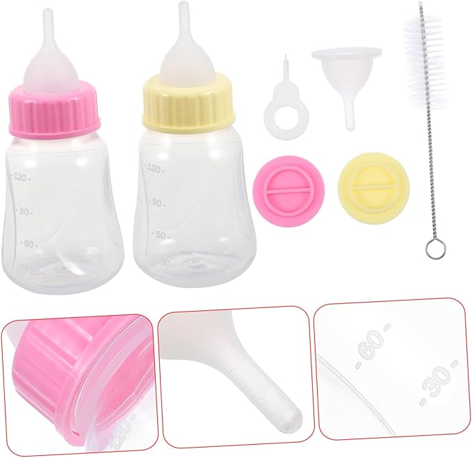 2Pcs Kitten Feeding Bottles Plastic Pet Nursing Bottles for Cats and Puppies Lightweight and Portable for Safe Feeding and Weaning Includes Replaceable Nipples