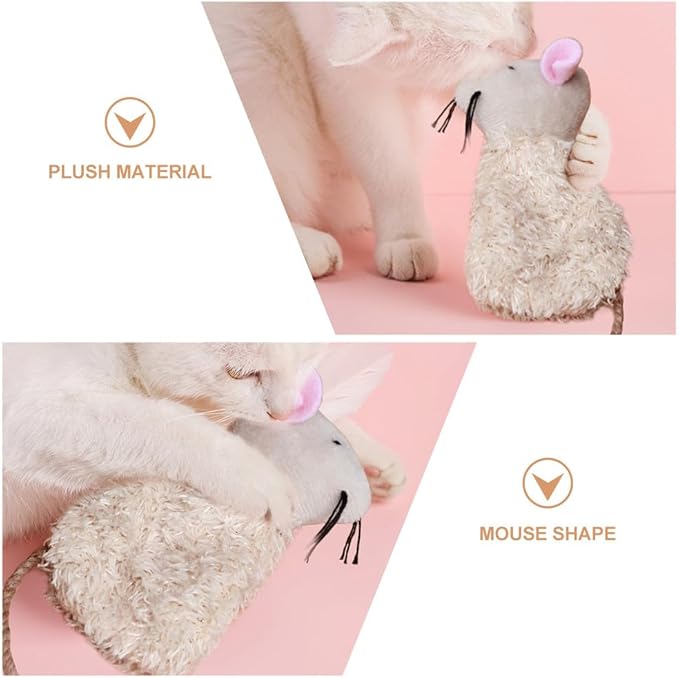 Ipetboom 9pcs Catnip Toys for Cats Refillable - Interactive Cat Chew Toys for Indoor with Natural Jute Tail and Long Fur - Durable Plush Mouse Pet Fun Tool for Hunting Boredom Relief