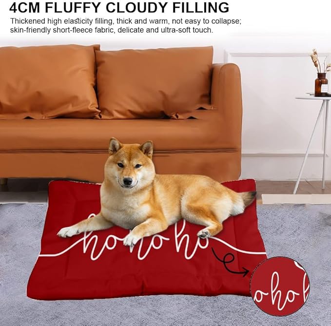Festive Reindeer Line Cat Mat Bed Dog Bed Machine Washable Dog Beds for Car Chew Proof Non- Slip Bottom Room Furniture Multi- Scenario Sleeping Pad Gift Printed Crate Pad 36×24 Inch