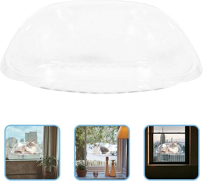 HANABASS Cordless Cat Window Perch Resin Window Cat Hammock Clear Bed for, Seat for s Inside