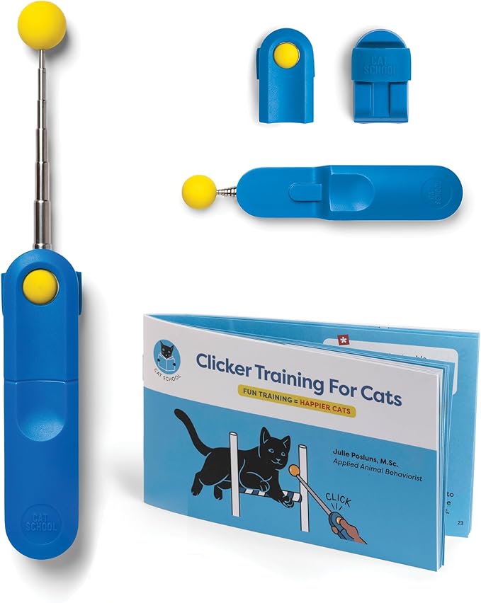 Cat Training Clicker with Detachable Wearable Finger Clicker & Target Stick – Positive Reinforcement Training Tool for Cats – Ideal for Behavior, Tricks & Enrichment