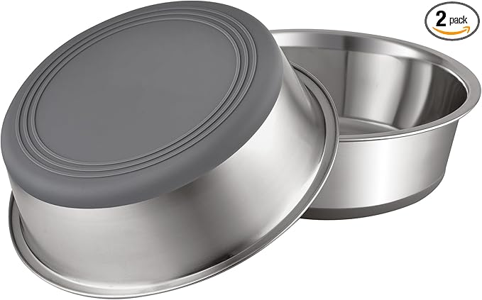 PEGYY11 Nonslip Stainless Steel Dog Bowls, 3.8 US Cup, 2 Count
