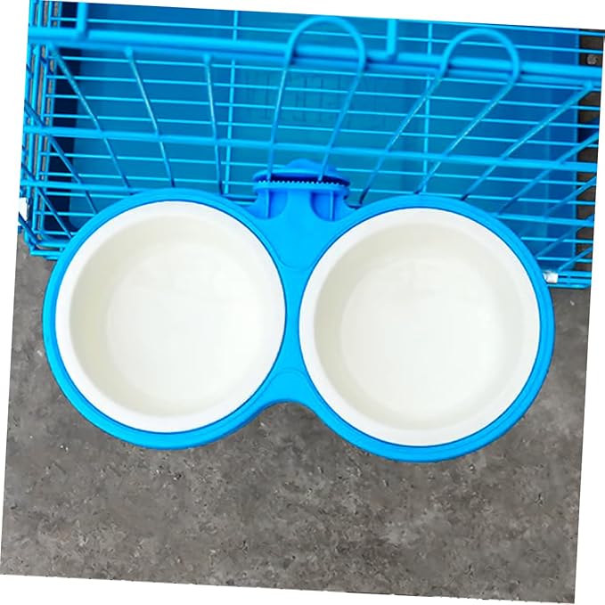Sosoport 1pc Hanging Pet Double Bowls Dual Feeder for Cats and Dogs Convenient Design for Easy Feeding and Watering for Cage Use