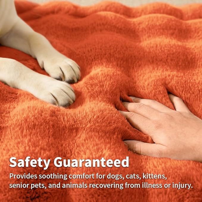 SOMAHE Cat & Dog Bed Mat, Soft Plush Faux Fur Kneading Pet Bed for 2 Cats or Small Dogs, Machine Washable Cat Sleeping Pad, Non-Slip Fluffy Pet Rug for Indoor Cats Kittens & Small Dogs,27x20 In Orange