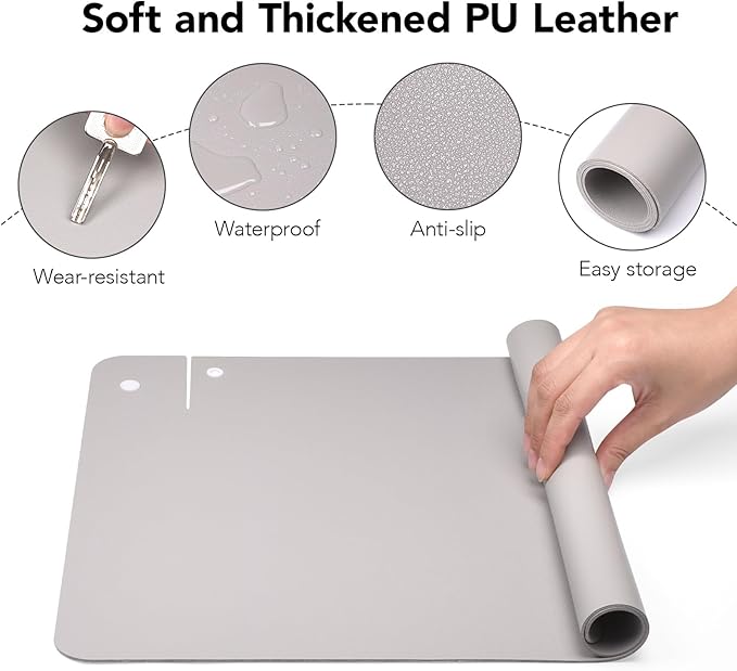 Cat & Dog Pet Feeding Mat,Pet Food Mats for Floor Waterproof,Protects Floors from Spills, Cat Bowl Mats for Food and Water,Light Gray