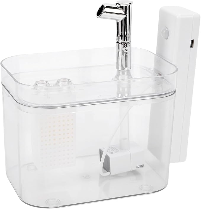 Fabater Cat Water Fountain, Automatic Pet Fountain with Filter Box, 1.5L Rechargeable Water Dispenser, Pet Drinking Waterer, Indoor Watering Feeder for Dogs, Cats