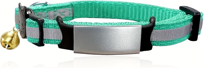 Personalized Reflective Cat Collars with Name Tag, Engraved Custom with Name and Phone, Nylon Breakaway Adjustable Identification Collar for Small, Medium, Kitty Cats