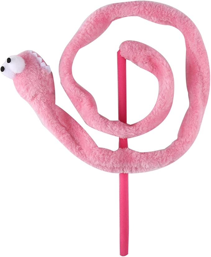 Cat Toy Snake, Serpentine Mint Cat Teasing Stick Enhance Bond with Cats, Pet Stress Relief and Interactive Toys (Pink)