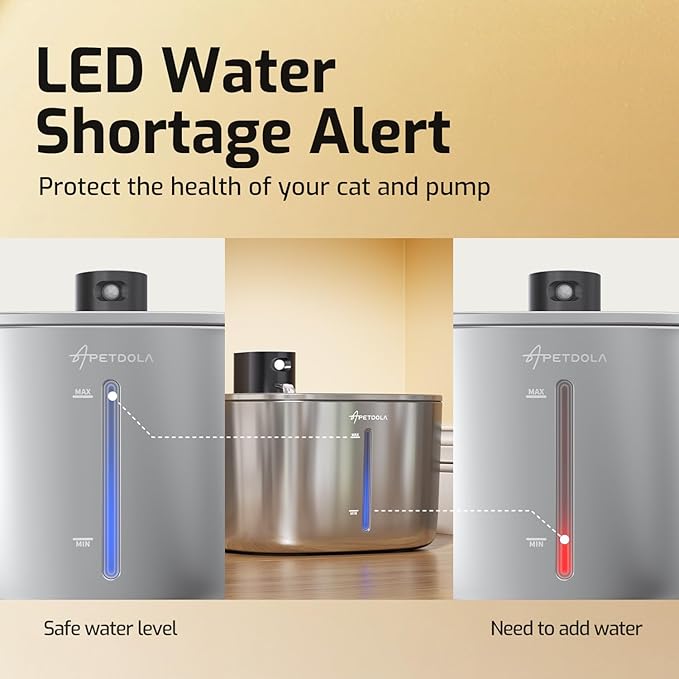 Cat Water Fountain Stainless Steel,152oz/4L Wireless Pet Fountain Battery Operated,Quiet Filtered Pet Water Fountain,Automatic Water Bowl for Cats Dogs with Motion Sensor 5 Filters