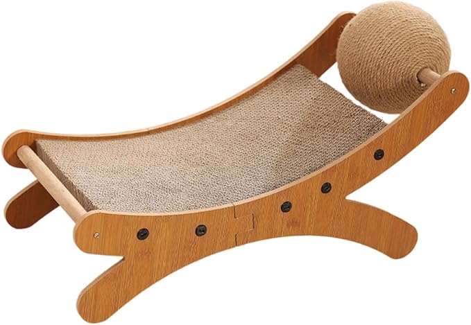 Cat Scratcher Bed for Indoor Cats Mini Beach Chair with Scratching Ball - Sturdy Furniture Pet Bed for Small Animals & Kittens- Corrugated Paper