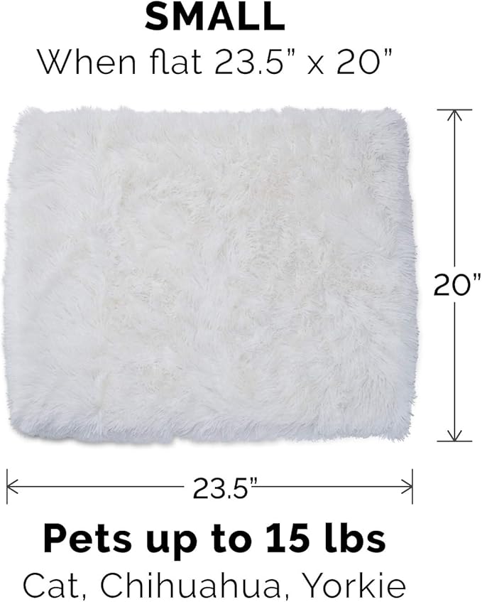 Furhaven Self-Warming Cat Bed for Indoor Cats, 4-Beds-in-1 & Washable - Plush Long Faux Fur Convertible Cuddler - Silver, Small