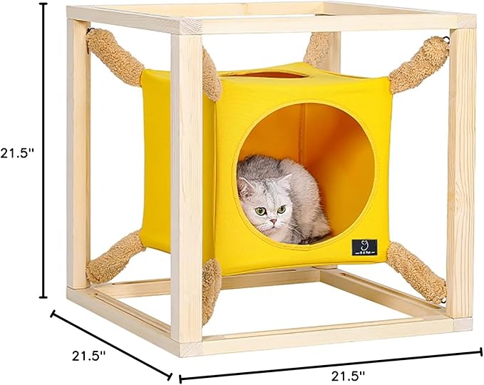 A4Pet Stackable Cat Cave, Modern Cat Tree for Large Cats, Wood Cat Tower Cat Condo Cat House Cat Hammock for Indoor Cats