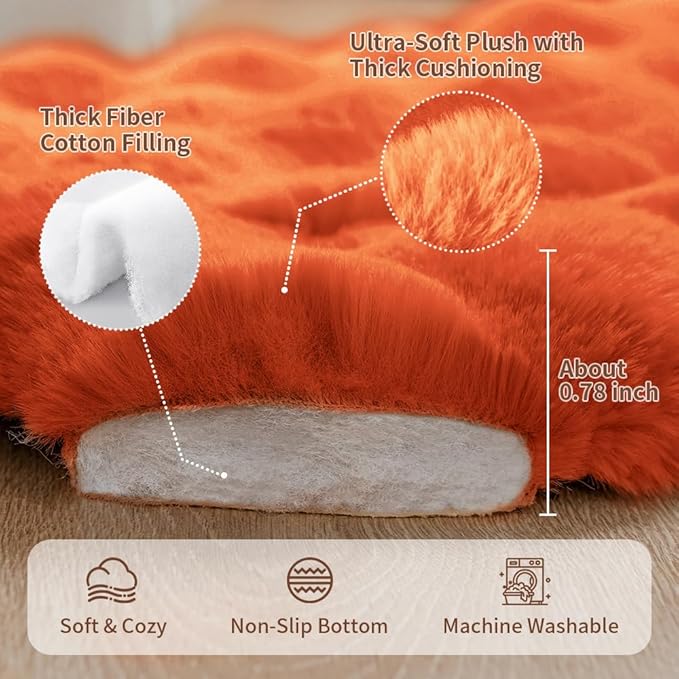 SOMAHE Cat & Dog Bed Mat, Soft Plush Faux Fur Kneading Pet Bed for 2 Cats or Small Dogs, Machine Washable Cat Sleeping Pad, Non-Slip Fluffy Pet Rug for Indoor Cats Kittens & Small Dogs,27x20 In Orange