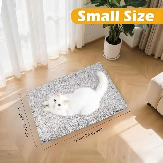 Self-Heating Soft Cat Bed Pet Bed for Cats and Dogs and Washable IndoorOutdoorNonElectric Heating Pad Super Warm Pet Pad WithAntislip Bottom Surface (Light Gray, Small)